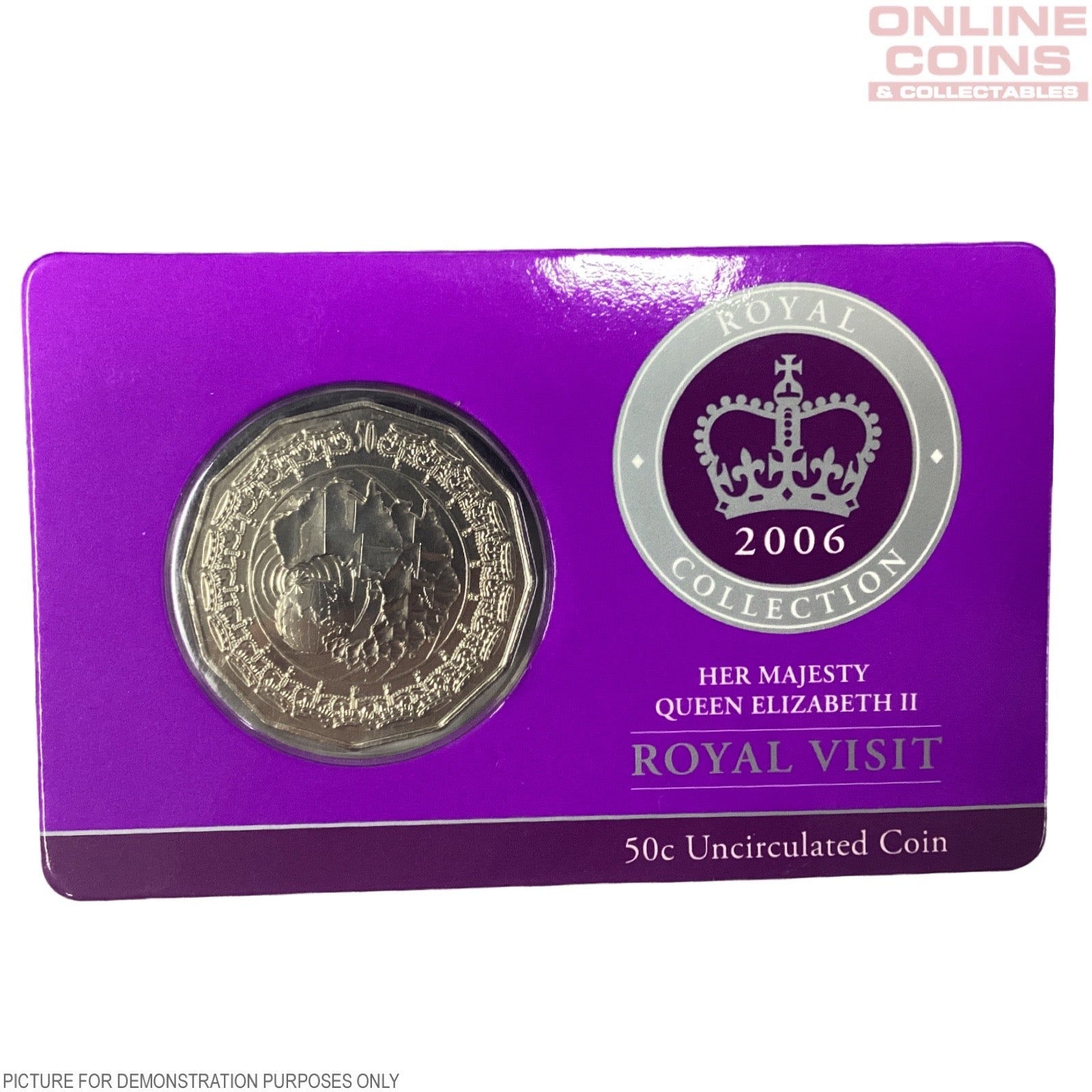 2006 50c CuNi Uncirculated Carded Coin - Royal Collection - Her Majesty Queen Elizabeth II Royal Visit